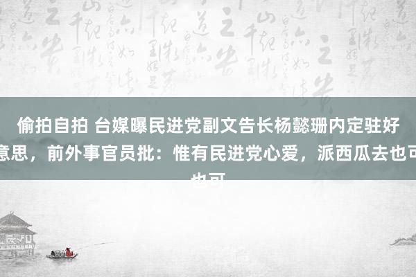 偷拍自拍 台媒曝民进党副文告长杨懿珊内定驻好意思，前外事官员批：惟有民进党心爱，派西瓜去也可