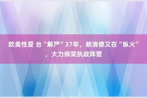 欧美性爱 台“解严”37年，赖清德又在“纵火”，大力绑架执政阵营