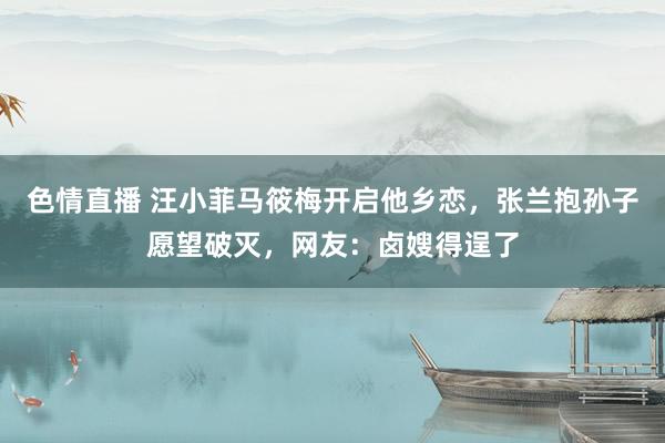 色情直播 汪小菲马筱梅开启他乡恋，张兰抱孙子愿望破灭，网友：卤嫂得逞了