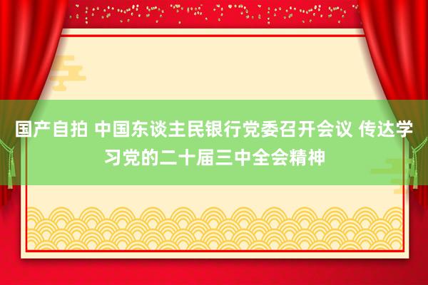 国产自拍 中国东谈主民银行党委召开会议 传达学习党的二十届三中全会精神