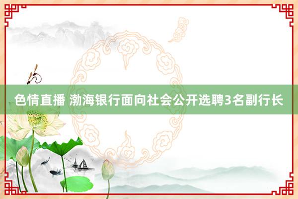 色情直播 渤海银行面向社会公开选聘3名副行长