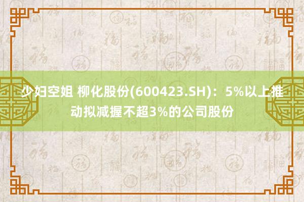 少妇空姐 柳化股份(600423.SH)：5%以上推动拟减握不超3%的公司股份