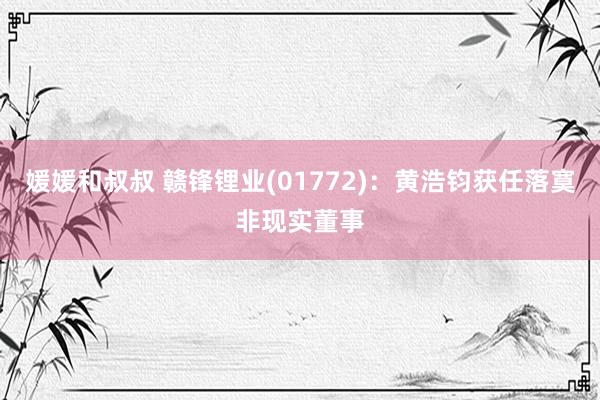 媛媛和叔叔 赣锋锂业(01772)：黄浩钧获任落寞非现实董事