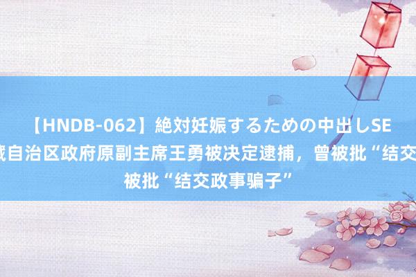 【HNDB-062】絶対妊娠するための中出しSEX！！ 西藏自治区政府原副主席王勇被决定逮捕，曾被批“结交政事骗子”