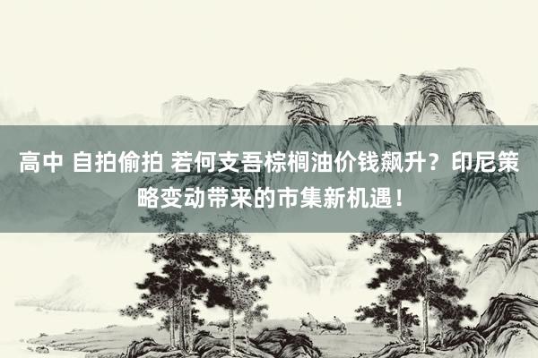 高中 自拍偷拍 若何支吾棕榈油价钱飙升？印尼策略变动带来的市集新机遇！