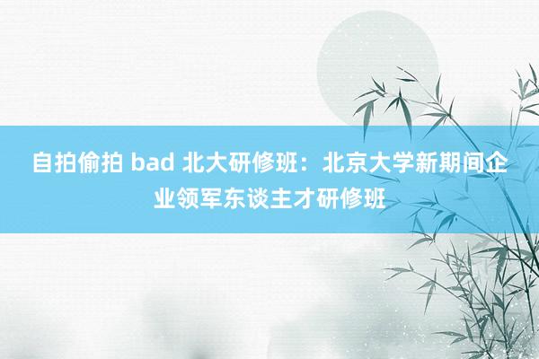 自拍偷拍 bad 北大研修班：北京大学新期间企业领军东谈主才研修班