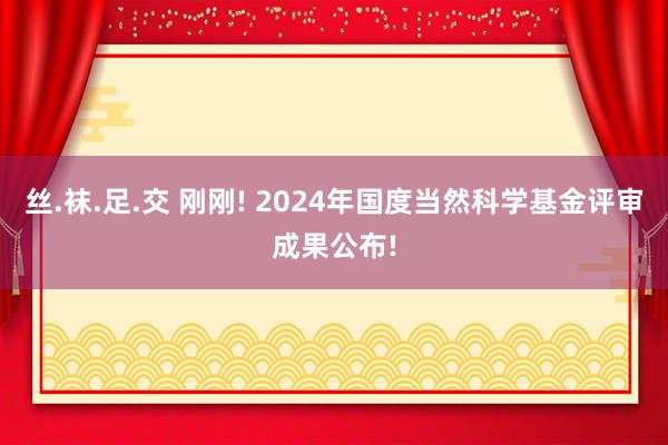 丝.袜.足.交 刚刚! 2024年国度当然科学基金评审成果公布!