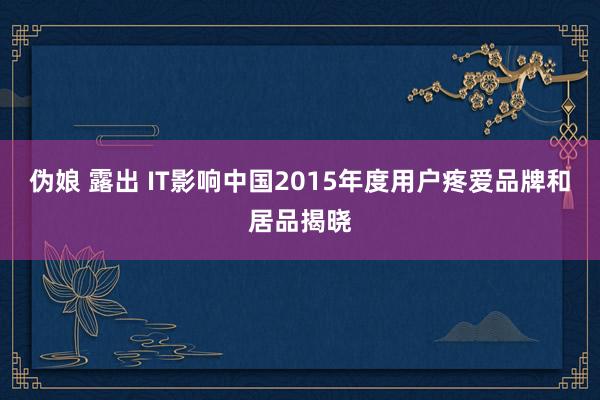 伪娘 露出 IT影响中国2015年度用户疼爱品牌和居品揭晓