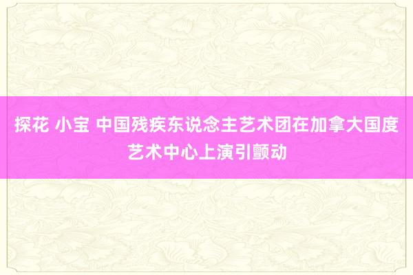 探花 小宝 中国残疾东说念主艺术团在加拿大国度艺术中心上演引颤动